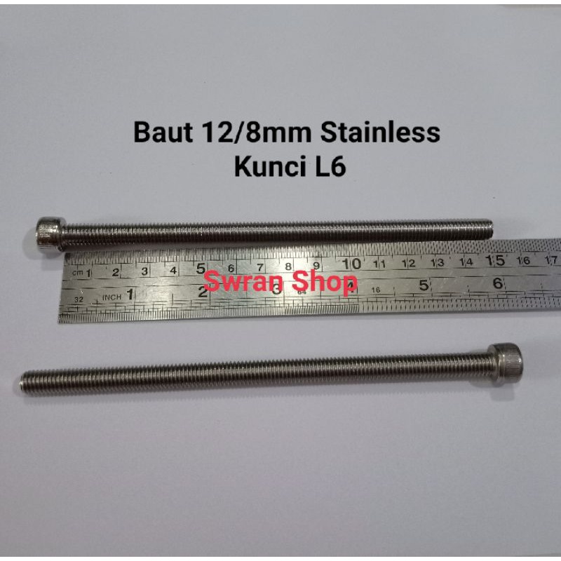 สแตนเลส L Bolt 12/8 มม. X 15 ซม. L6 คีย์