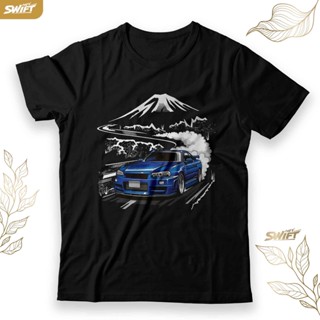 เสื้อยืด ลาย Nissan Skyline R34 Blue Mountaindrift R 34 JDM BAJU DISTRO