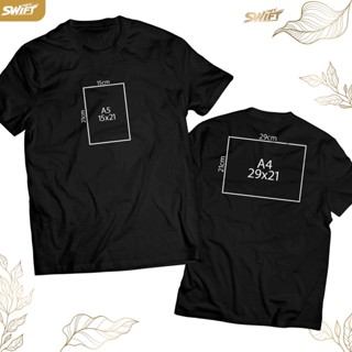 [A5+A4] เสื้อยืด พิมพ์ลายสกรีน ปรับขนาด A5+A4 ด้านหน้า และด้านหลัง