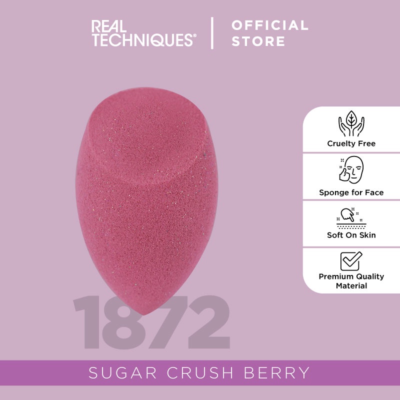 Real Techniques 1872BER ฟองน้ําแต่งหน้า Sugar Crush Miracle Complexion Sponge Berry