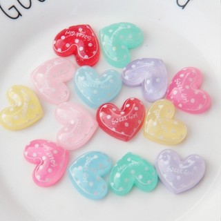 10pcs/pack Creative Glitter Resin Dot Peach Heart Flatback Cabochon for Phone Case Decoration Hair Accessories