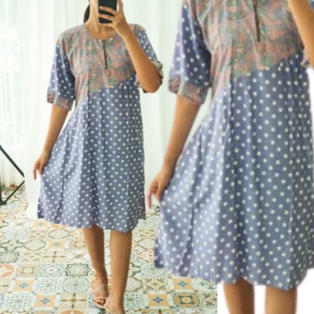 MAMAMAHAMILBUTIK ผ้าบาติกเนื้อนุ่ม Polka Dot Maternity Nursing Clothes - DS 512