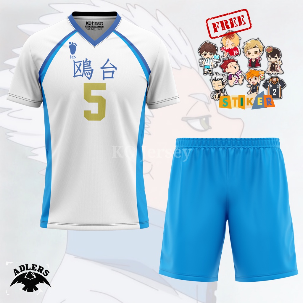 Kq Haikyuu Jersey Blue Kamomedai ทีม fullprint อะนิเมะ Karasuno Desawa เด็กที่กําหนดเองกลับชื่อ / Ha