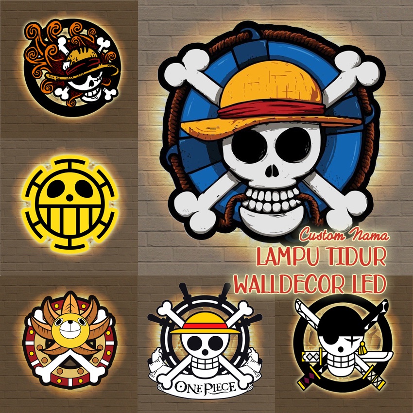 One Piece ตัวอักษรโคมไฟนอน Luffy d ลิง LED โคมไฟติดผนังพัน Sunny Going Mary Roronoa Zoro Usopp Tony Chopper