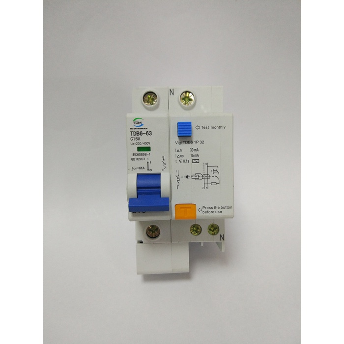 Rcbo/Elcb/Rccb Tdm 1P+N Tdb6 30Ma 6A,10A,16A,20A,25A,32A,40A,50A,63A