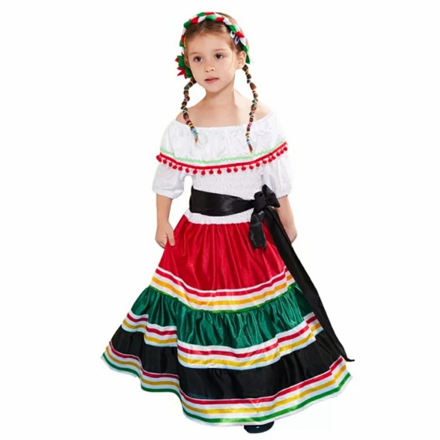 MEXICO MEXICAN DANCER COSTUME MEXICAN ประเทศเด็ก COSTUME ฮาโลวีน 2