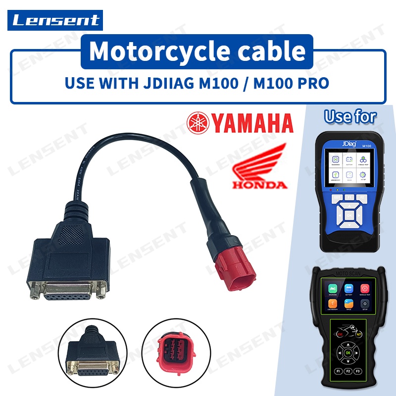 Lensent EURO5 6pin JDIAG M100 M100 PRO M200 M300 เครื่องตรวจจับรถจักรยานยนต์เฉพาะ EURO5 YAMAHA สายรถจักรยานยนต์ DB15pin EFI การตรวจสอบสาย fault detection สาย