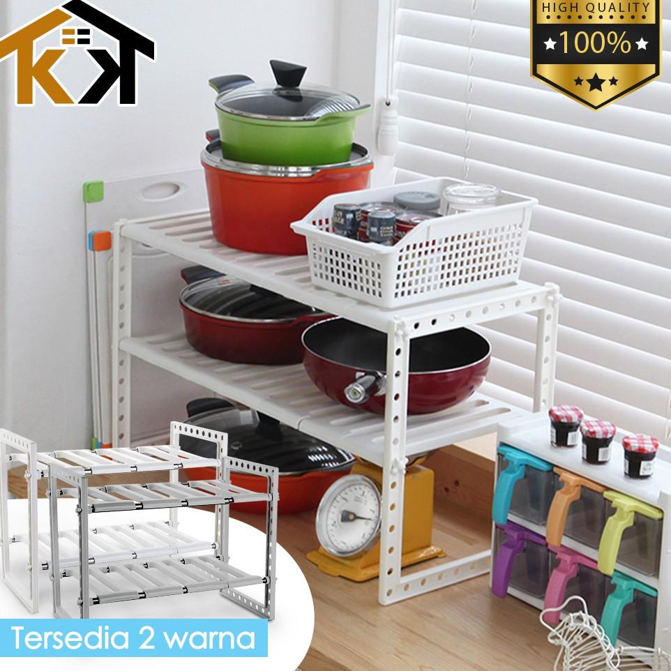 (KK) KITCHEN SHELF MULTIPURPOSE POBLE SHELF SPICE RACK / SHOE RACK / BOOKSHELF 2 TIER POT RACK