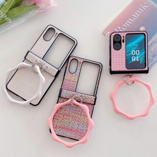 3in1 เคสโทรศัพท์ PU พร้อมแหวนนิ้ว สําหรับ OPPO Find N2 FLIP