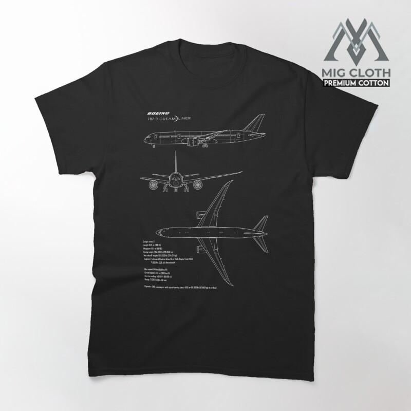 โบอิ้ง 787-9 Dreamliner Aircraft Premium 489 เสื้อยืด