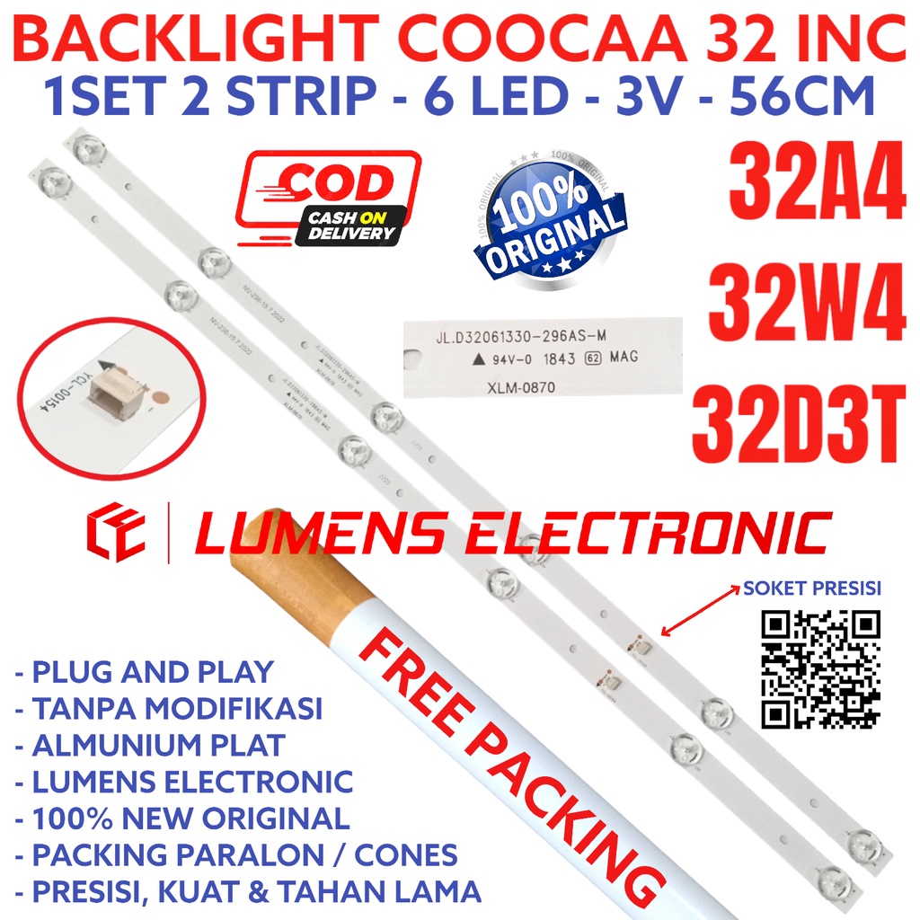 COOCAA LED TV BACKLIGHT 32 INC 32A4 32W4 32D3T BL LAMP 6K 3V 6 ปุ่ม 3 โวลต์ 32A 32W 32D 32D 32D3 T C