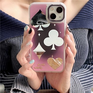 เคสโทรศัพท์มือถือนิ่ม ลายดอกไม้ โป๊กเกอร์ สีม่วง พร้อมกระจก สําหรับ iPhone 11 12 13 14 PRO MAX iPhone14 iPhone14Pro