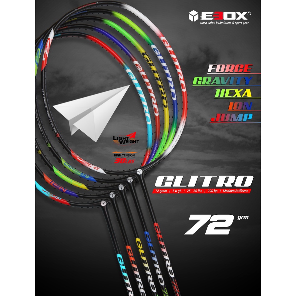 Original BADMINTON CKET EBOX GLITRO 72 EBOX ดั้งเดิมใหม่ 30 LBS