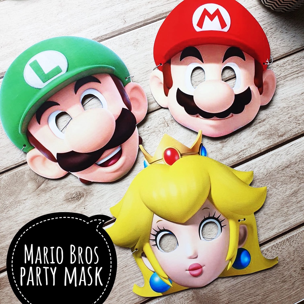 Mario Bros Party Mask Party Mask อุปกรณ์วันเกิดวันเกิด Prop Luigi Princess Peach Bowser คางคก