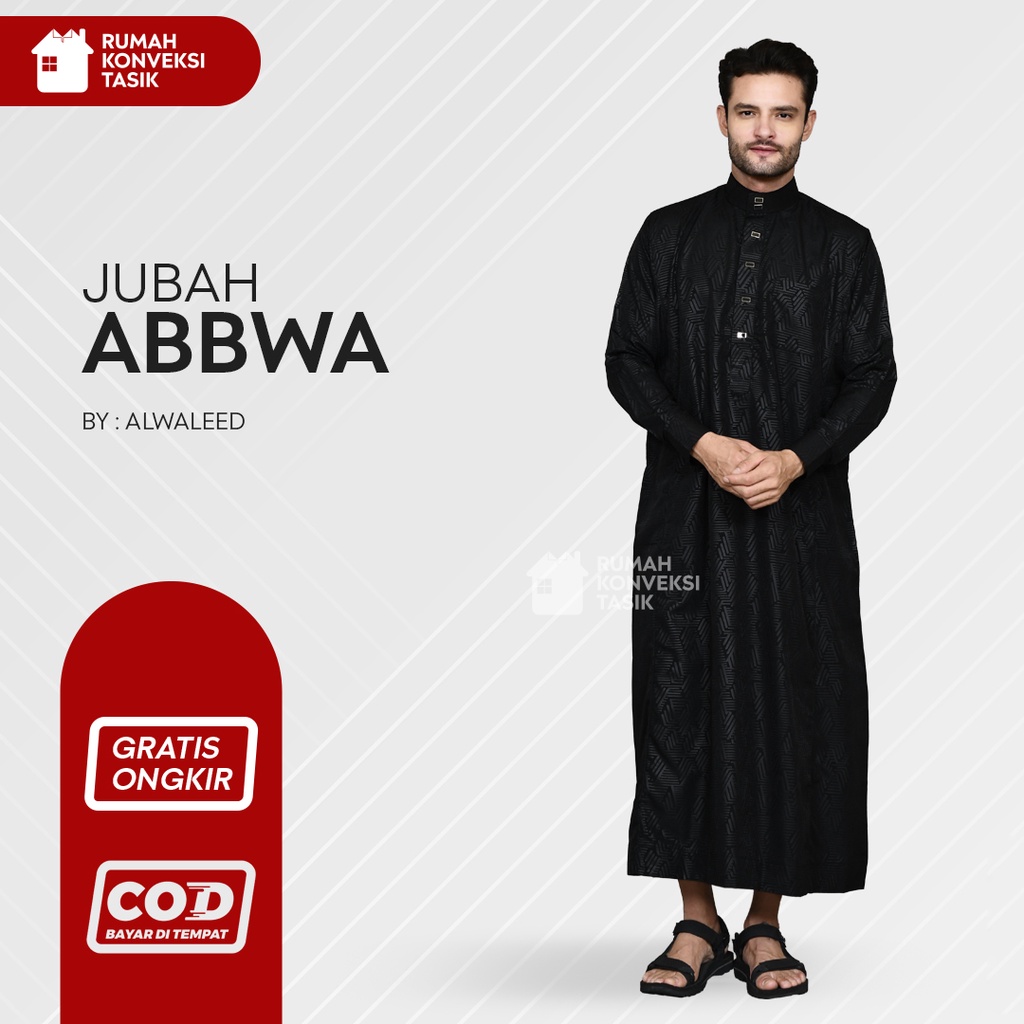 Modern Ikhwan เสื้อคลุมผู้ชายลายนูนสีดํา