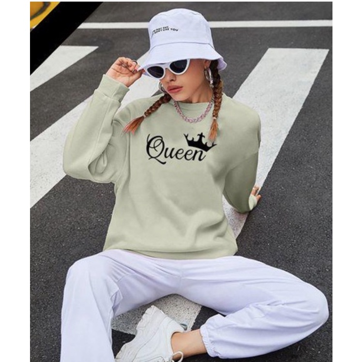 DES99 BABYTERRY เสื้อยืด LONG-SLEEVED/SWEATER/SWEASHIRT/ท็อปส์ซูผู้หญิงพร้อม QUEEN MOTIF