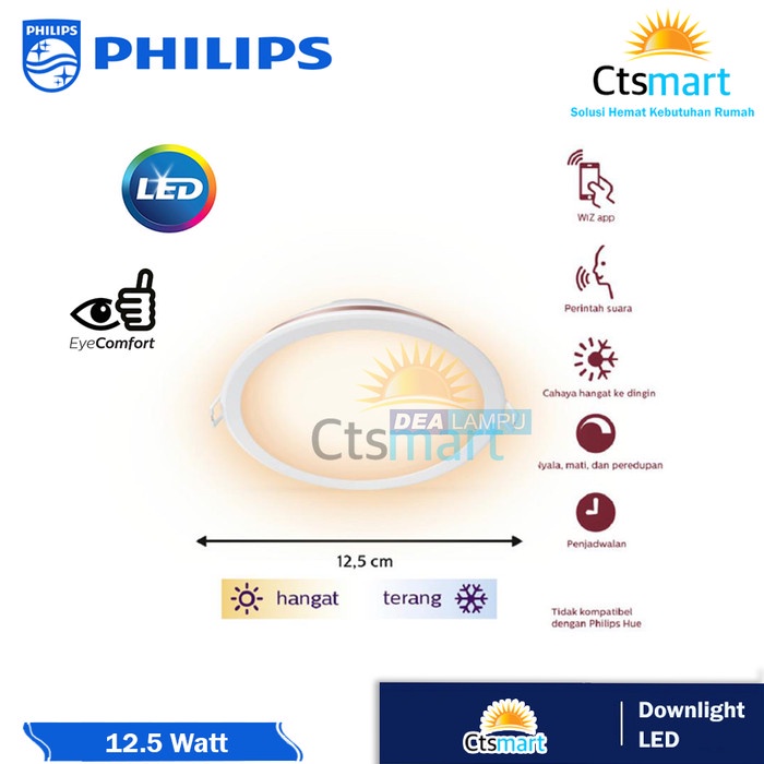 [สมาร ์ ท ] Philips Smart Wifi Wiz Led Downlight 12.5W 12.5Watt - ปรับแต ่ งได ้ สีขาว [Lamp ]
