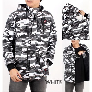 เสื้อแจ็กเก็ต ARMY CAMO PARKA ผ้าแคนวาส แบบหนา สีขาว