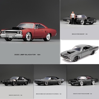 โมเดลรถยนต์ 1/24 Plymouth GTX and policy car สไตล์วินเทจ ของเล่นสําหรับเด็ก