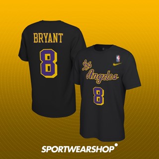 Hitam เสื้อยืดบาสเก็ตบอล NBA LA LAKERS Kobe Bryant No. 8 Black Alternate Edition 2002-2003 สีดํา