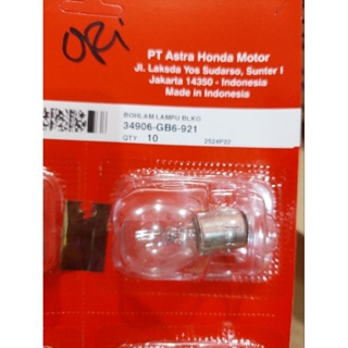 STOP BULB/ไฟด้านหลัง HONDA BEAT REVO SUPRA SCOOPY SPACY VARIO 110 ALL HONDA ORIGINAL AMM 34906-GB6-9