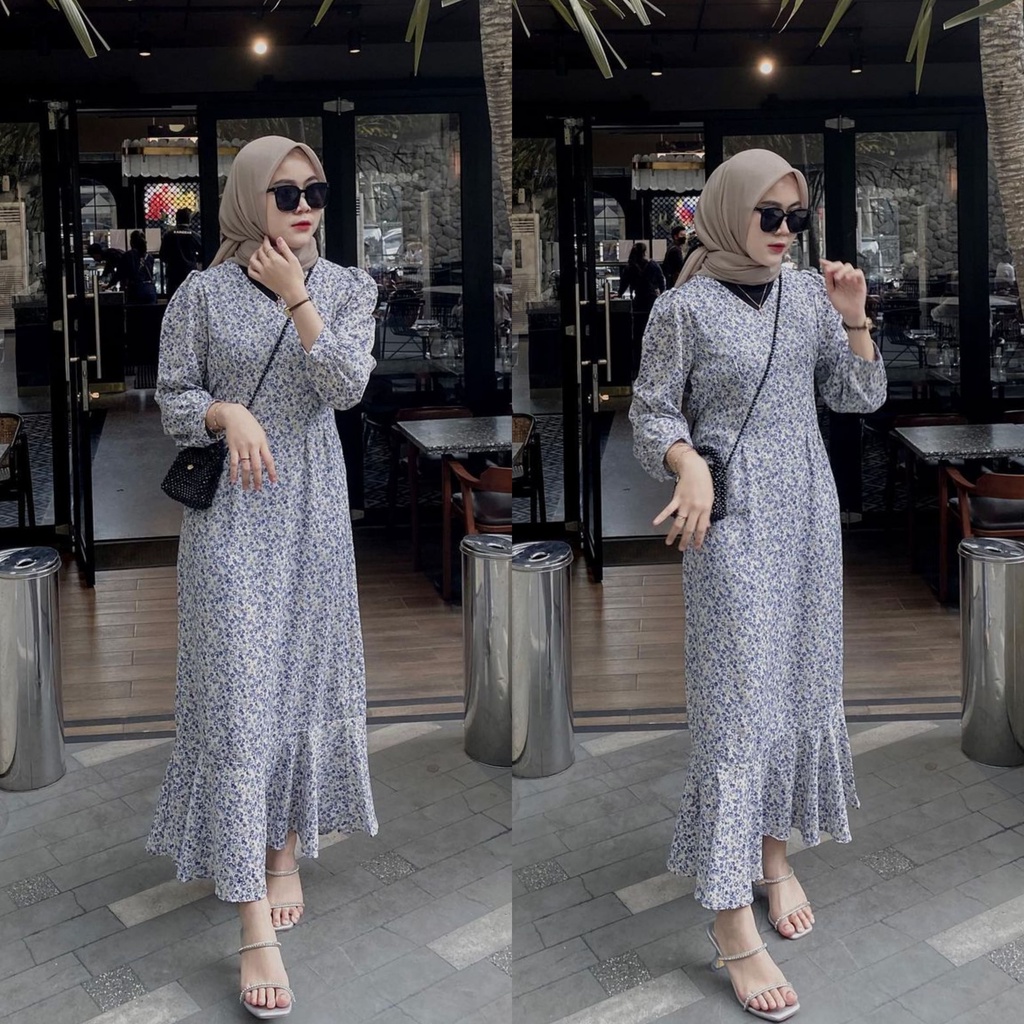 Camelia Dress / เดรสหางปลาลายดอกไม้เกาหลี