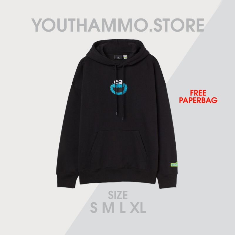 Hoodie H *M Elmo Black Women Men Full Tag/Hoodie H *M Free Paperbag