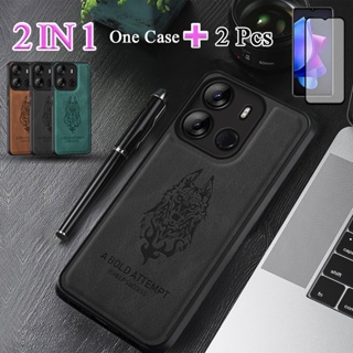 2 IN 1 เคสหนังแกะ พร้อมฟิล์มเซรามิค กันรอยหน้าจอโค้ง สําหรับ Infinix Smart 7 X6515 X6517