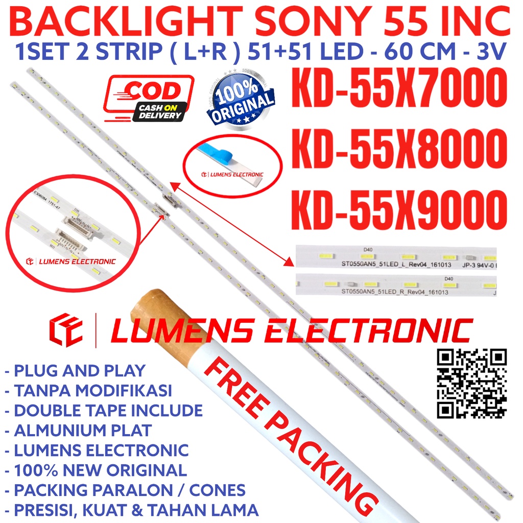 SONY 55 INC LED TV BACKLIGHT KD 55X7000 55X8000 55X9000 BL 55X KD55X7000 KD55X8000 KD55X9000 51K 3V 