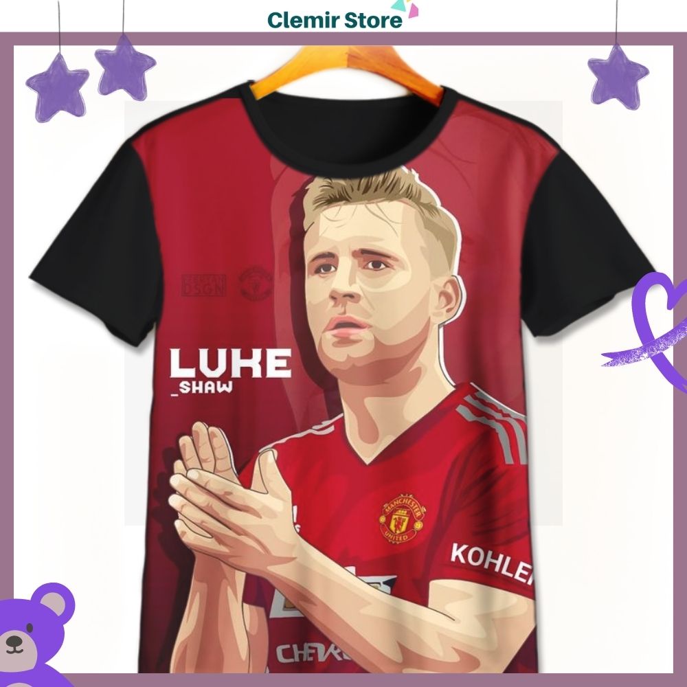 เสื้อยืดเด็ก 3D Manchester United - 3D Player Luke Shaw V3 สําหรับเด็กอายุ 1-12 ปี Unisex
