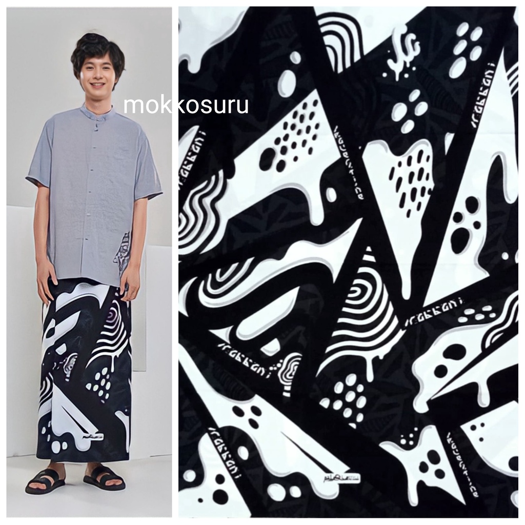 Rabbani Sarong raga 2 Black And White - Sarong palestine styles - Sarong rabbani palestine - Sarong 