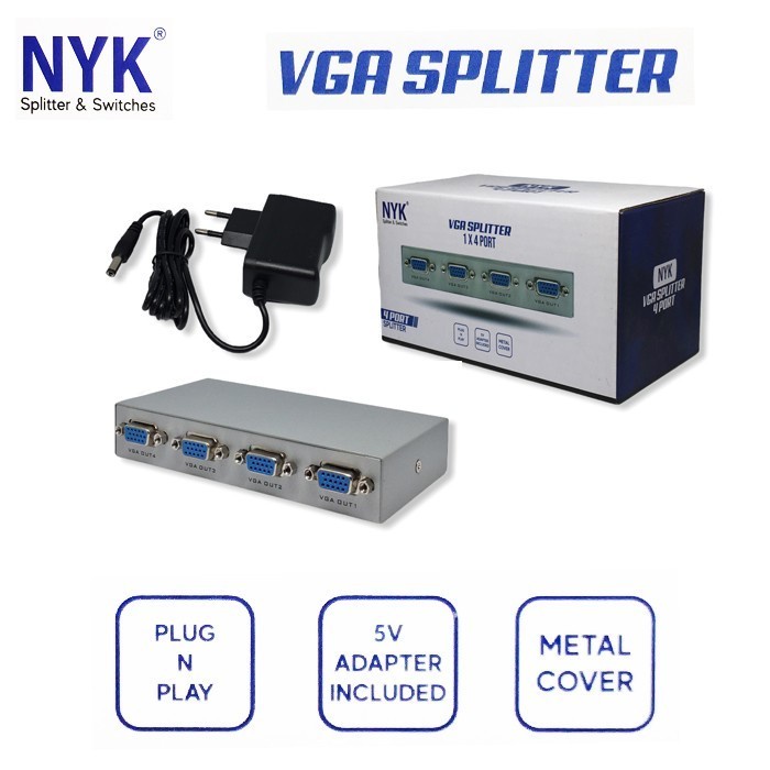 NYK VGA Spliter 4 Port VGA Splitter 4port 1-4 Port