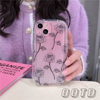 เคสโทรศัพท์มือถือแบบนิ่ม ลายเส้นดอกกุหลาบ สําหรับ iPhone X Xs XR XSMAX 11 12 13 14 Plus PRO MAX 14 14Pro