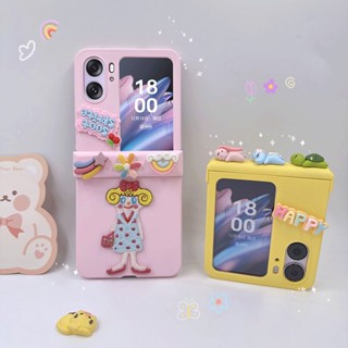 เคสโทรศัพท์มือถือแบบแข็ง ฝาพับ ลายตัวอักษร เชอร์รี่ ดอกไม้ สีรุ้ง สําหรับ OPPO Find N2 DIY