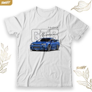 เสื้อยืด ลาย nissan GTR R34 blue JDM R 34 R-34 skyline BAJU DISTRO