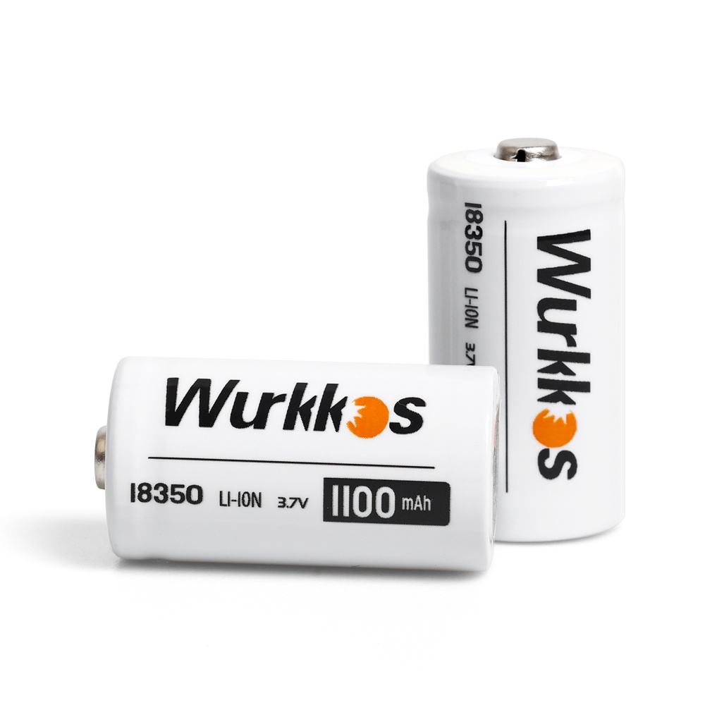 Wurkkos แบตเตอรี่ 18350 3.7V 1100 Mah 2 ชิ้น สําหรับไฟฉาย HD15 FC11