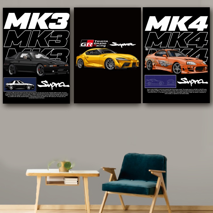 KARIMAKE SUPRA MK3 MK4 2JZ-GTE SportCar Racing โปสเตอร์ไม้