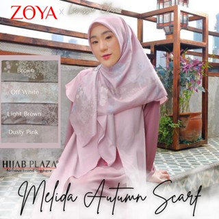 Zoya ฮิญาบสแควร์ Melida Autum ครึ่งพรีเมี่ยมผ้าพันคอลายดอกไม้ Motif