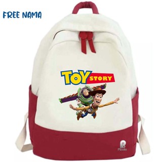 กระเป๋าเป้สะพายหลัง ลายการ์ตูน MOTIF TOY STORY WOODY &amp; BUZZ UNISEX สําหรับเด็ก (ฟรีชื่อ)