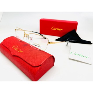 Cartier กรอบแว่นตา CT พรีเมี่ยม PURE ไทเทเนียม8201052 ชุดครบชุด สีโรสโกลด์