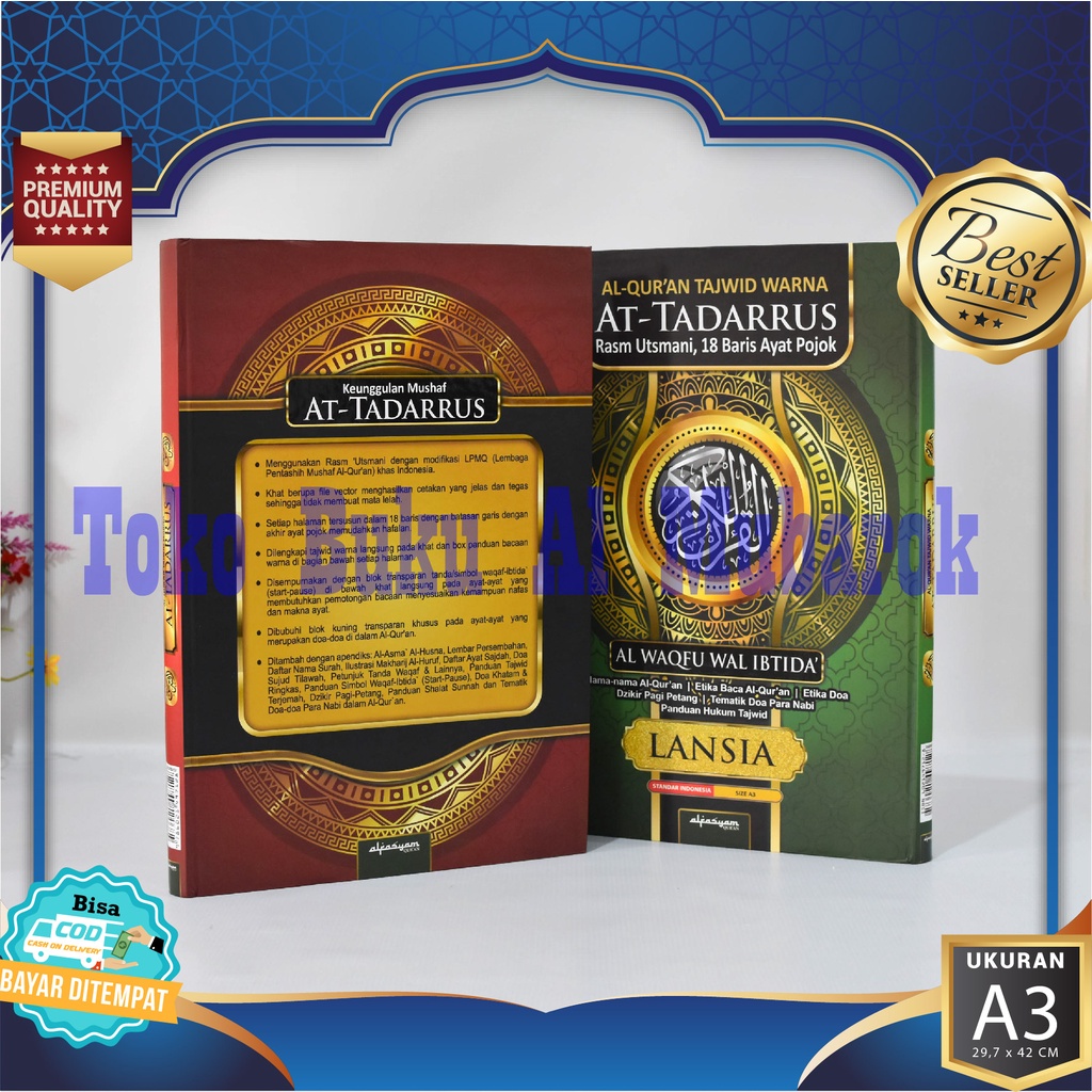 Al-quran โดยไม่ต้องแปลที่ Tadarrus A3 Jumbo Color Non-Translated Al-Quran Super Elders Tajwid 42x30 
