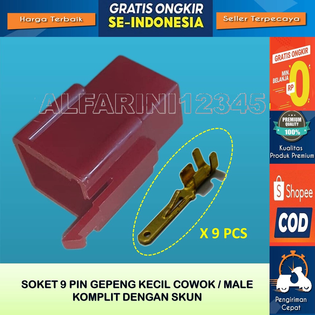 MERAH Original Male Small 9 Pin Flat Cable Socket พร้อม Red Skun Heat Resistance Nylon Material for 