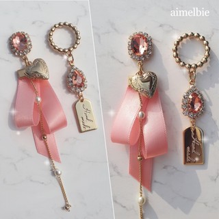 ♥ เครื่องประดับ รูปแอมเมลบี้ สไตล์เกาหลี ♥ Preppy Peachpink ต่างหูริบบิ้น (Dreamcatcher Yoohyeon/Weely Zoa Earrings)