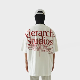 Hierarchy Studios - เสื้อยืด ขนาดใหญ่ พิมพ์ลายแมงมุม ดอกลิลลี่ สีขาว