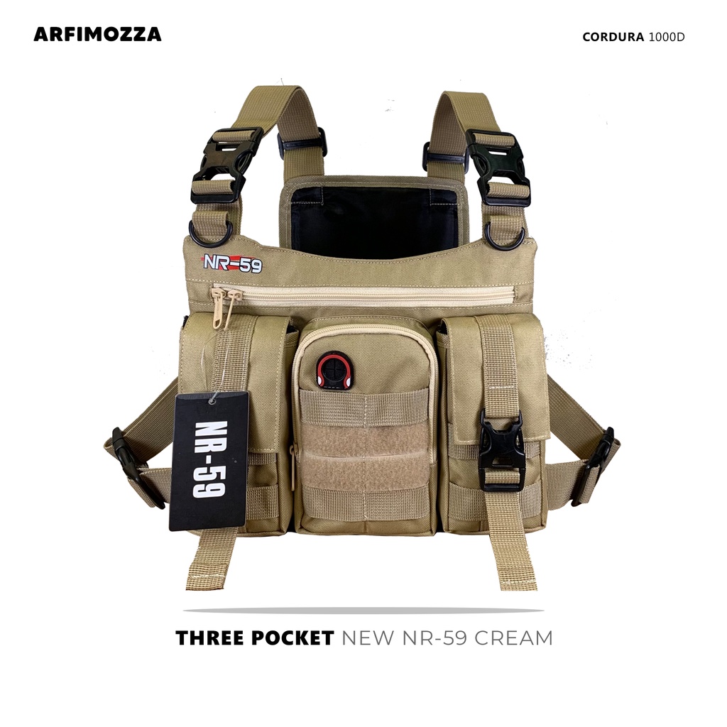 ORIGINAL TACTICAL MENS CHEST BAG NR-59 CREAM THREE POCKET / CHEST RIG BAG NR-59 ORIGINAL / CHEST BAG PREMIUM ORIGINAL NR-59