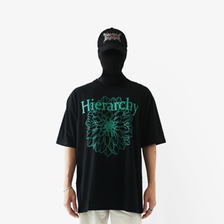 Hierarchy Studios - เสื้อยืด โอเวอร์ไซซ์ พิมพ์ลายดอกไม้ สีดํา