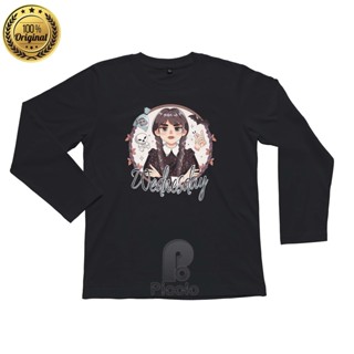 (ฟรีชื่อ) เสื้อยืดแขนยาว ลาย ADDAMS WEDNESDAY สําหรับเด็ก