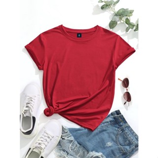 เสื้อยืดแขนสั้น ผ้าฝ้าย คุณภาพดี แบบเรียบ สําหรับผู้หญิง