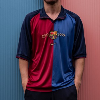 เสื้อกีฬาแขนสั้น ลายทีม Jersey BARCELONA 1999