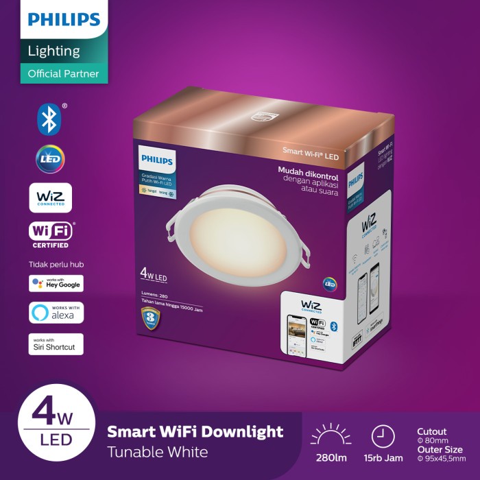 [สมาร ์ ท ] Philips Smart Wifi Led Downlight Bluetooth 4W - ปรับแต ่ งได ้ สีขาว [Lamp ]